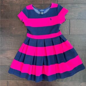 Polo by Ralph Lauren Kids Dress in Navy and Pink Stripes